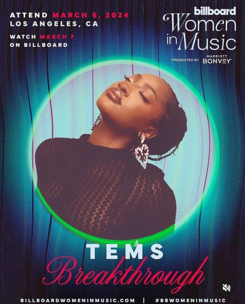 2024 Billboard Women in Music Awards to honor Tems Voice of Nigeria