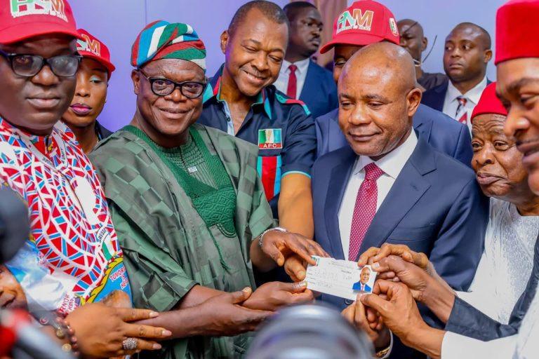 APC Presents Membership Card to Enugu Governor