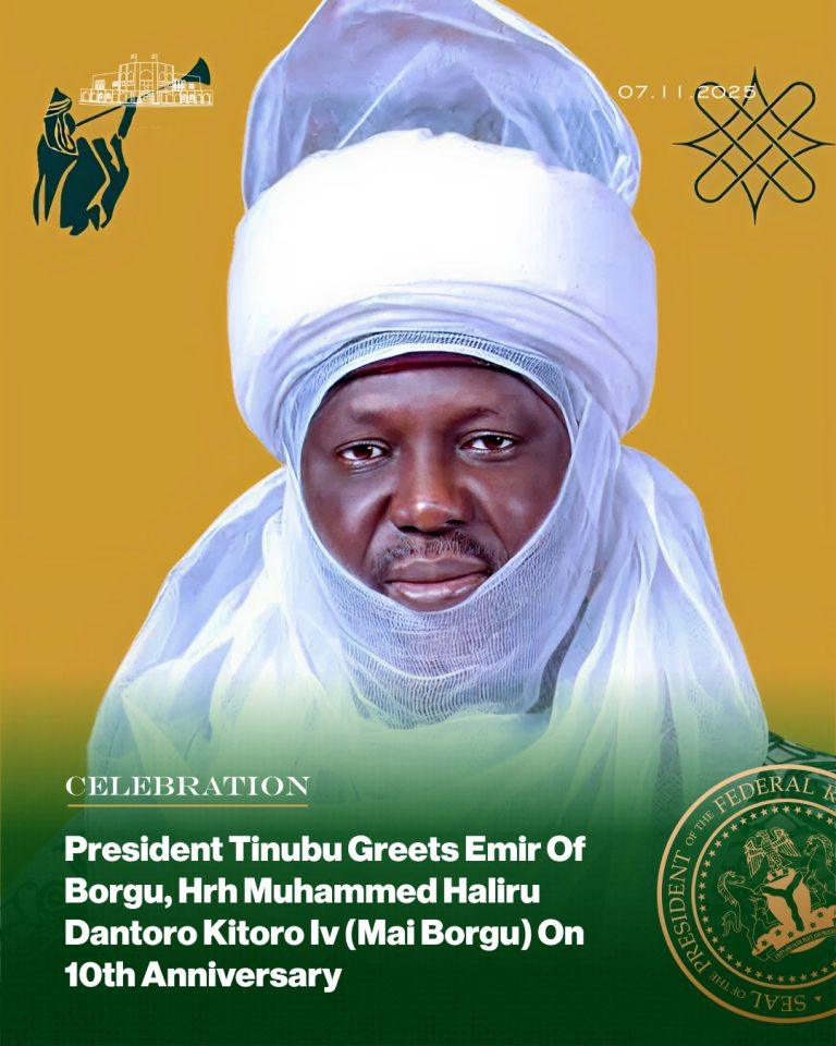President Tinubu Congratulates Emir of Borgu on 10th Anniversary
