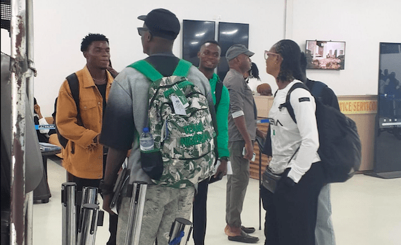 Team Nigeria athletes departing Lagos for the Lefika International Relays in Gaborone, Botswana.