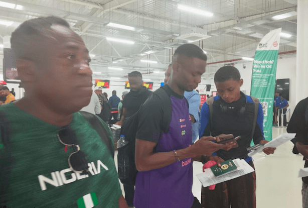 Team Nigeria athletes departing Lagos for the Lefika International Relays in Gaborone, Botswana.