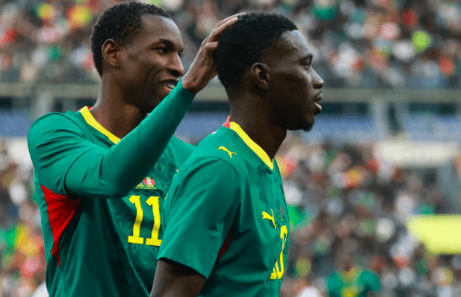 Senegal's Ismaila Sarr celebrates goal.