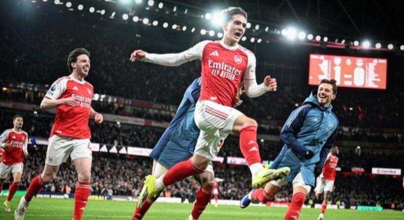 Arsenal's Max Dowman celebrates goal.