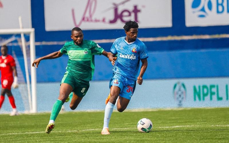 Action during Nigeria Premier Football League (NPFL) encounter between Remo Stars and Nasarawa United, at the Remo Stars Stadium in Ikenne, Ogun State, Nigeria.