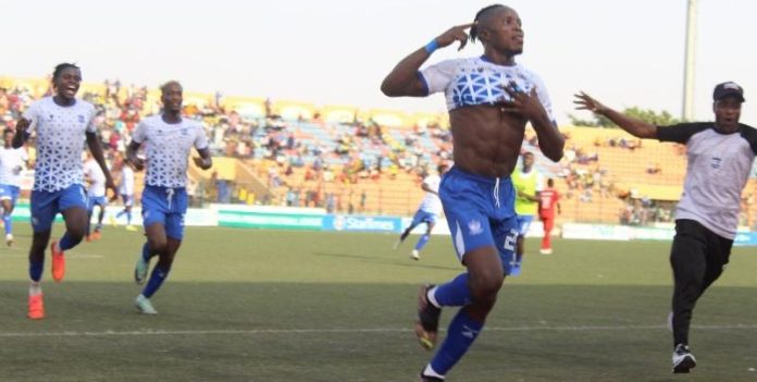 Players of Doma United FC celebrate after securing promotion to the Nigeria Premier football League (NPFL). Players of Doma United FC celebrate after securing promotion to the Nigeria Premier football League (NPFL).