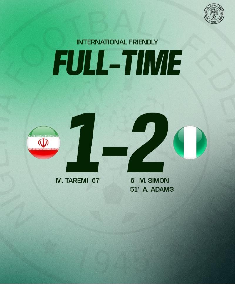 Super Eagles Defeat Iran 2-1 At International Friendly