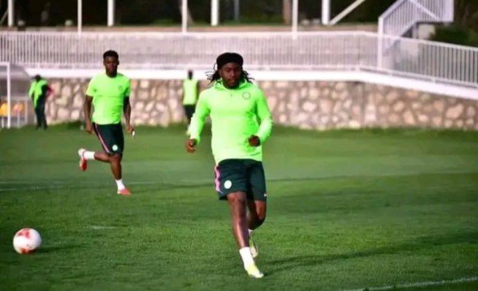 The Super Eagles of Nigeria in training.