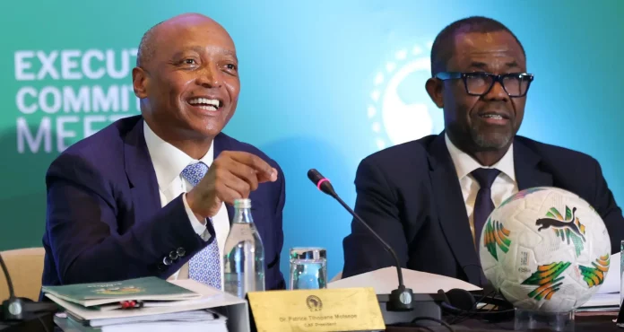 CAF President, Dr Patrice Motsepe (L) with Véron Mosengo-Omba (R).