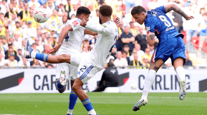 Argentine midfielder Enzo Fernandez scores goal against Leeds United.