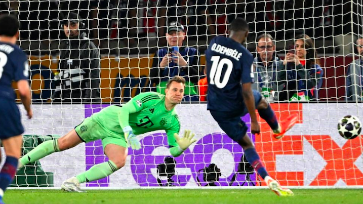 PSG forward Ousmane Dembele scores penalty.