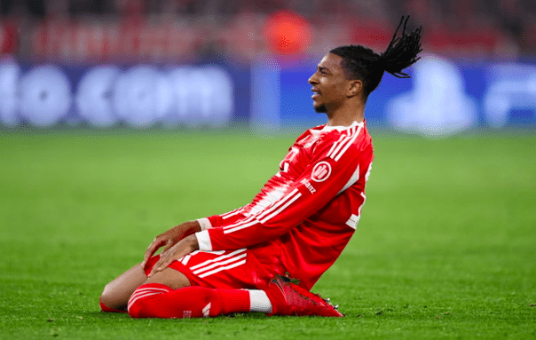 Bayern's Michael Oliseh celebrates goal.