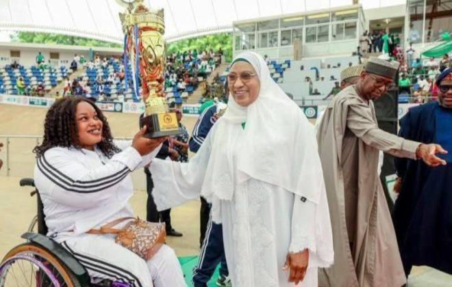 Nigerian First Lady, Oluremi Tinubu at the closing ceremony of the 3rd National Para Games.