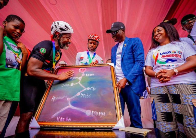 The Executive Governor of Lagos State, Babajide Sanwo-Olu with Kanyeyachukwu Tagbo-Okeke in Lagos State.
