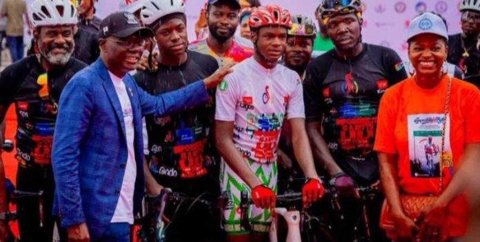 Guinness World Record holder, Kanyeyachukwu Tagbo-Okeke, completed a 687KM cycling journey from Enugu State to Lagos State in Nigeria.