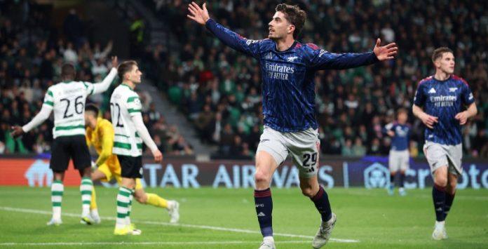 Screenshot_20260408_090712_X Arsenal forward Kai Havertz celebrates goal against Sporting