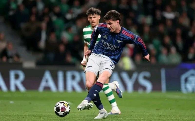 Arsenal forward Kai Havertz scores against Sporting