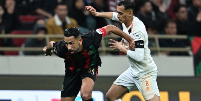 Action during CAF Champions League semi-final first leg between AS FAR and RS Berkane.