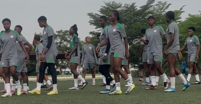 Nigeria’s U-20 Women’s football team, the Falconets, in training.