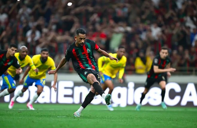 AS FAR captain, Mohamed Hrimat, scores penalty.