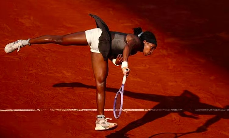 Coco Gauff in action at French Open