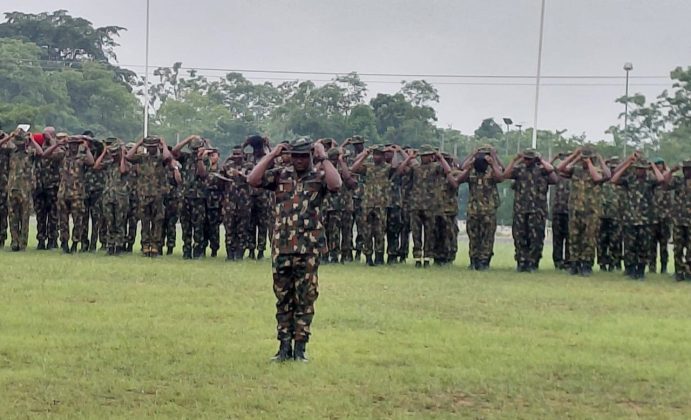 Image of Nigerian soldiers during Armed Forces&rsquo; Annual 5-kilometre Route March in Abuja, Nigeria.