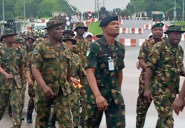 Image of Nigerian soldiers during Armed Forces&rsquo; Annual 5-kilometre Route March in Abuja, Nigeria.