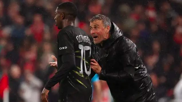 Paris St Germain head coach, Luis Enrique with talisman Ousmane Dembele.