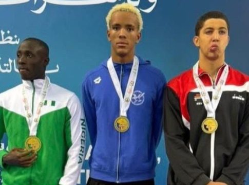 Team Nigeria's Collins Ebinga won a bronze medal in the men’s 100m butterfly, at the 17th Africa Aquatics Championships in Oran, Algeria.