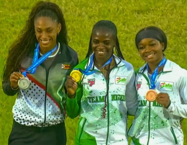 Women's 100m Hurdles podium at the African Athletics Championships in Ghana.