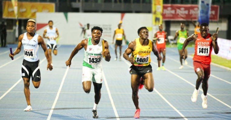 Nigeria's men’s 4×100m relay team in action.