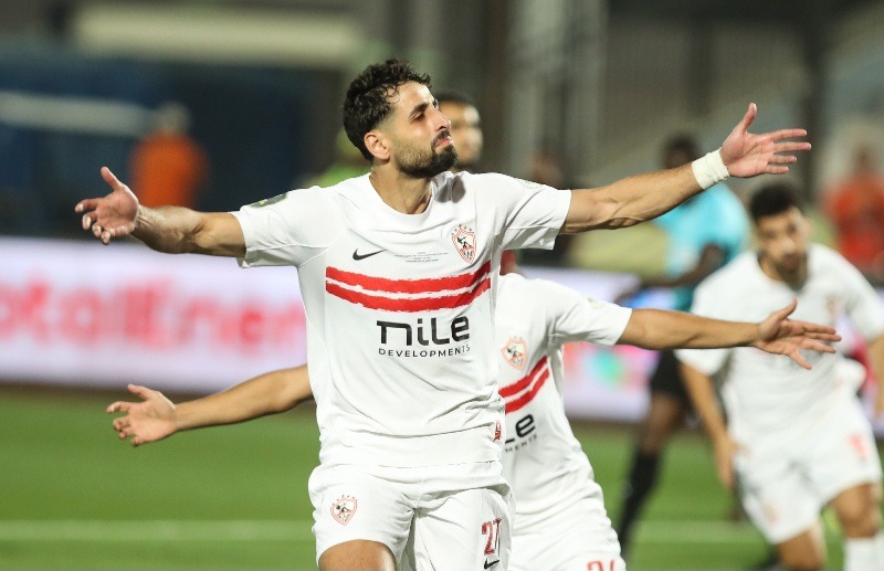 Palestinian forward Oday Al-Dabbagh celebrates goal for Zamalek.