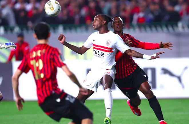 Action during CAF Confederation Cup final first leg between USM Alger and Zamalek.
