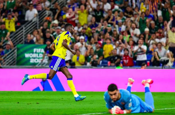 Sweden's Alexander Isak celebrates goal.