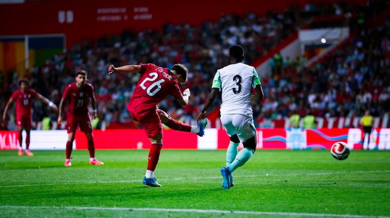 Portugal's Francisco Conceicao scores.