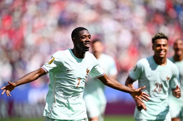 Ballon d'Or holder, Ousmane Dembele celebrates hat-trick.