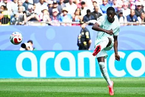Ballon d'Or holder, Ousmane Dembele, scores for France during 2026 FIFA World Cup match against Norway.
