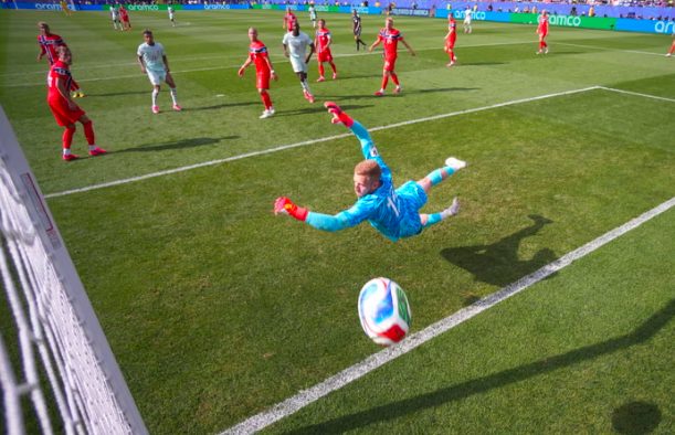 France forward Desire Doue scores.