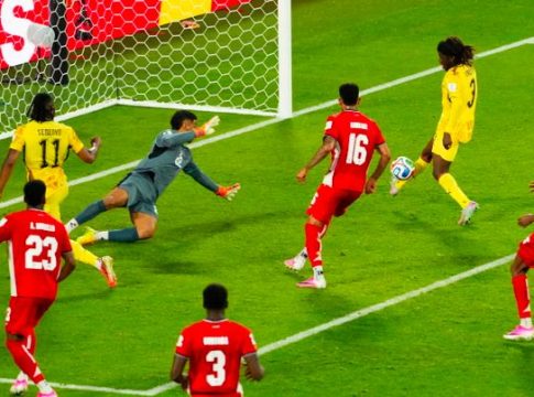 Ghana Midfielder Caleb Yirenkyi scores last minute goal against Panama, during 2026 FIFA World Cup encounter.