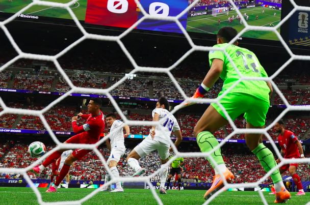 Ronaldo scores first goal.