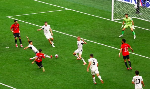 Egypt's Mohamed Salah scores goal.