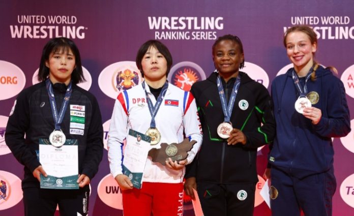 Reigning African champion, Christianah Ogunsanya of Nigeria (second from right).