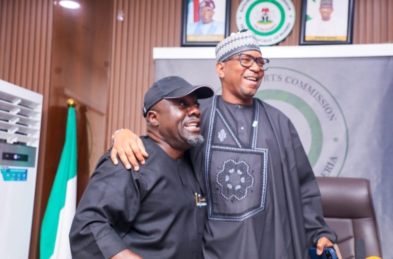 Director General of the National Sports Commission (NSC), Bukola Olopade (L) with chairman, Shehu Dikko R).