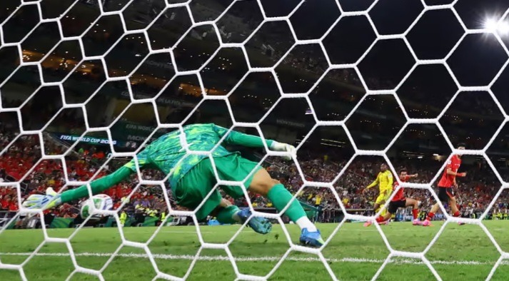 South Africa's Thapelo Maseko scores goal.