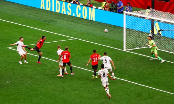 Egypt's Mostafa Ziko scores goal.