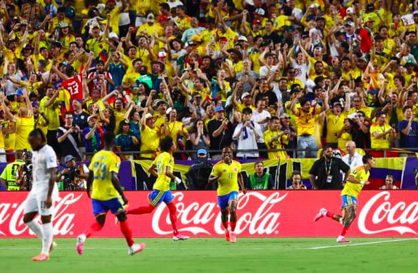 Colombia's Jhon Arias celebrates goal