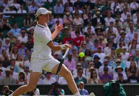 Italian Jannik Sinner in action at Wimbledon.