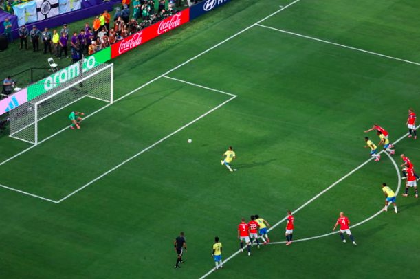 Neymar scores penalty for Brazil.