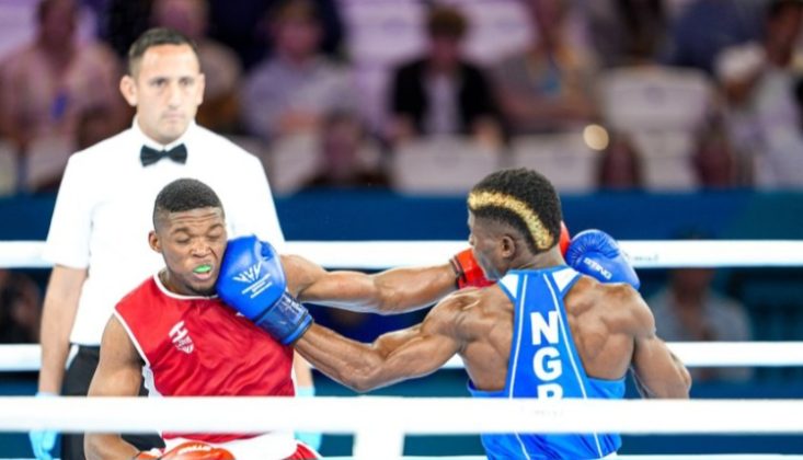 Nigerian boxer Ayomide Foly Hassan in action.