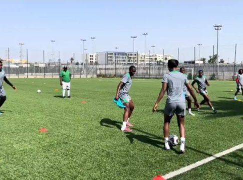 The Super Falcons of Nigeria in training.