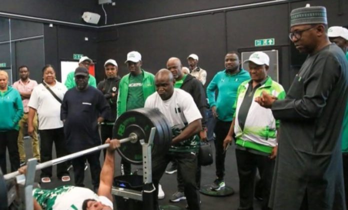 Chairman of the National Sports Commission (NSC), Shehu Dikko, during a visit to Team Nigeria's Commonwealth Games training camp in Aberdeen, Scotland.